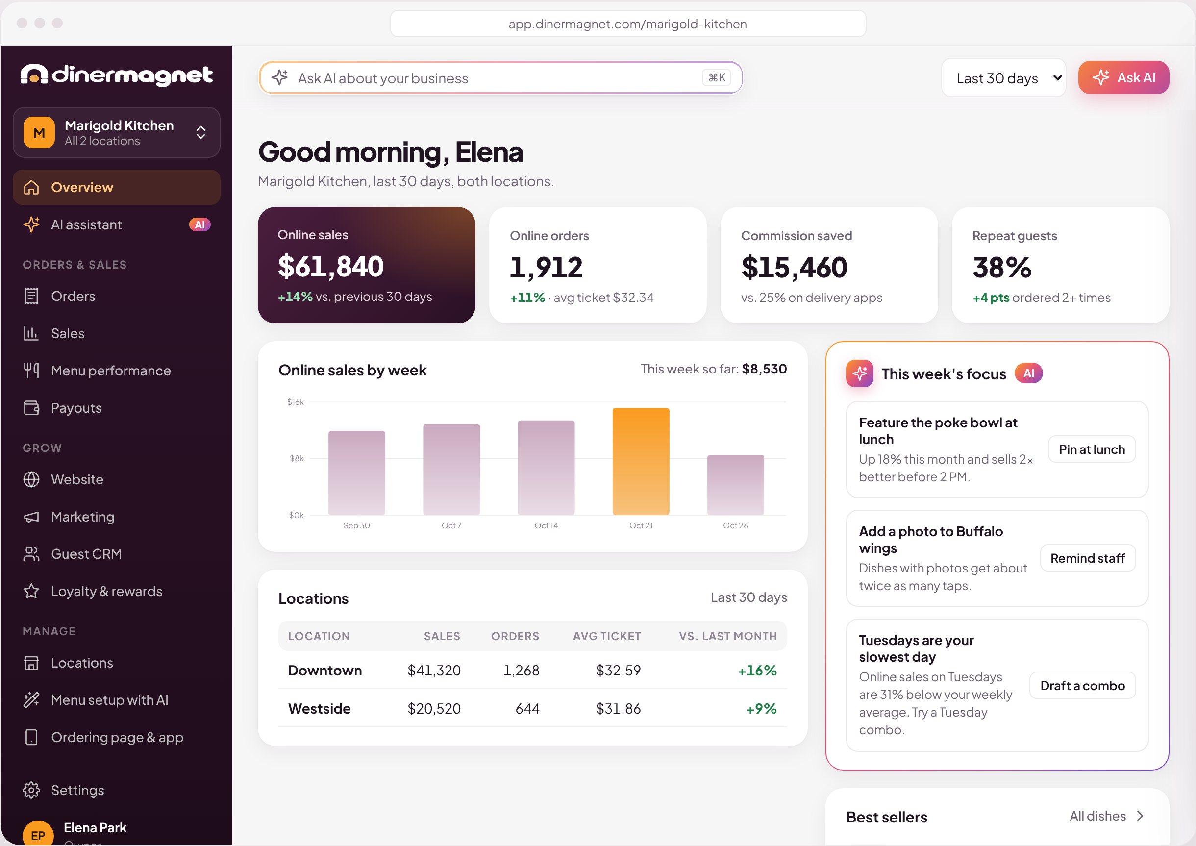 Owner dashboard overview
